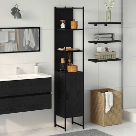 Gabinete de Baño con estante Roble negro 33 x 33 x 185.5 cm