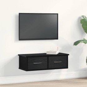 Mueble de pared con cajón Roble Negro 60 x 26 x 18,5 cm en Estantes y estanterías | Comprar online en Foro24