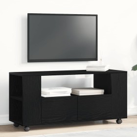 Mueble TV ruedas madera ingeniería roble negro 102x34,5x43cm en Muebles TV | Comprar online en Foro24