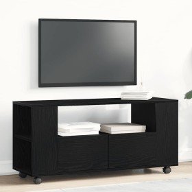 Mueble TV ruedas madera ingeniería roble negro 102x34,5x43cm