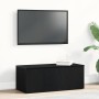 Soporte de TV Negro 80 x 34 x 30 cm Madera contrachapada