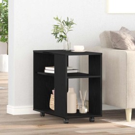 Mesa auxiliar de roble negro, 70 x 35 x 60 cm, madera de