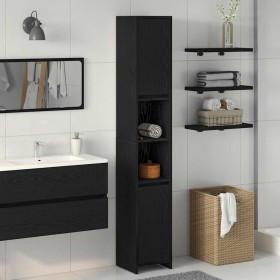 Armario de Baño con puerta Roble Negro 30 x 30 x 183.5 cm
