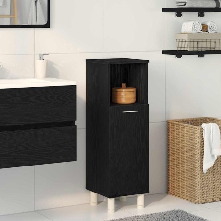 Gabinete de Baño con almacenamiento Roble Negro 30 x 30 x 95 cm