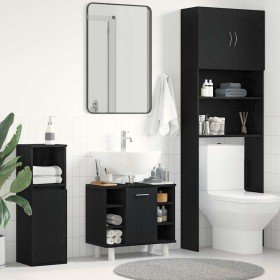 Gabinete de Baño con estante Roble Negro 60 x 32 x 54 cm en Tocadores de baño | Comprar online en Foro24