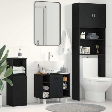 Armario de Baño con almacenamiento Roble Negro 60 x 32 x 54 cm