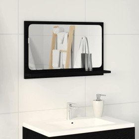 Estante con espejo con estante Roble Negro 60 x 10,5 x 37 cm en Tocadores de baño | Comprar online en Foro24