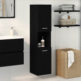 Gabinete de Baño con estante Roble Negro 30 x 30 x 130 cm