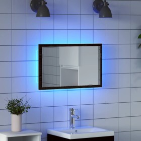 Espejo de baño con luces LED roble negro 60x8,5x37 cm