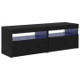Gabinete de TV 2 pcs Negro 60 x 35 x 40 cm Madera contrachapada