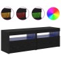 Gabinete de TV 2 pcs Negro 60 x 35 x 40 cm Madera contrachapada