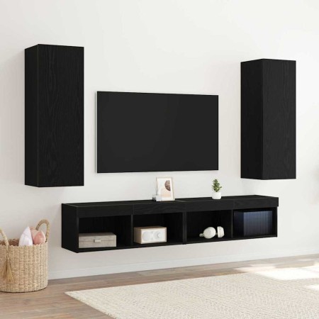 Mueble para TV de Pared 2 pcs Roble negro 30.5 x 30 x 90 cm