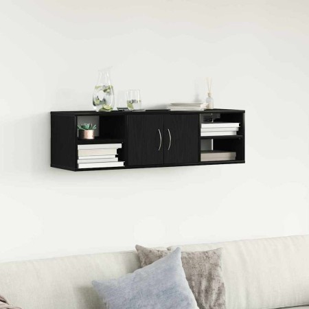Estante de pared con estante Roble negro 140 x 41 x 75 cm