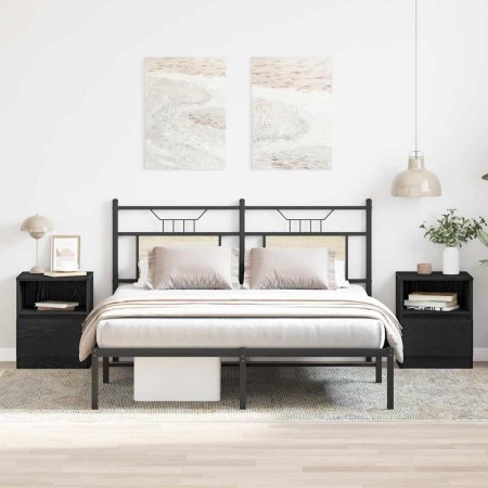 Armario de Noche con cajón 2 pcs Roble negro 40 x 40 x 50 cm