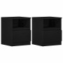 Armario de Noche con cajón 2 pcs Roble negro 40 x 40 x 50 cm