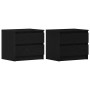 Armario de Noche con cajón 2 pcs Roble negro 50 x 40 x 43.5 cm