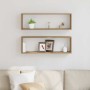 Estante de Pared 2 pcs Roble artesanal 80 x 15 x 26 cm