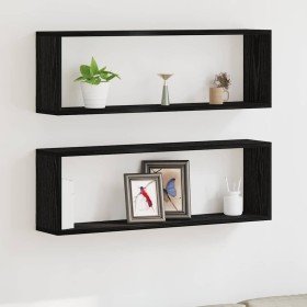 Estante de Pared con estante 2 pcs Roble negro 80 x 15 x 26 cm en Estantes y estanterías | Comprar online en Foro24