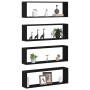 Estante de Pared con estante 4 pcs Roble negro 80 x 15 x 26 cm
