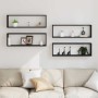 Estante de Pared con estante 4 pcs Roble negro 80 x 15 x 26 cm
