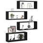 Estantes de pared con estante 4 pcs Roble negro 60 x 15 x 23 cm
