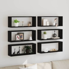 Estantes de pared con estante 6 pcs Roble negro 60 x 15 x 23 cm