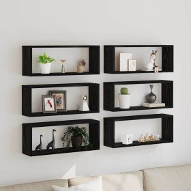Estantes de pared con estante 6 pcs Roble negro 60 x 15 x 23 cm en Estantes y estanterías | Comprar online en Foro24