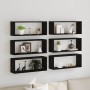 Estantes de pared con estante 6 pcs Roble negro 60 x 15 x 23 cm