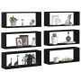 Estantes de pared con estante 6 pcs Roble negro 60 x 15 x 23 cm