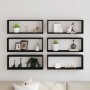 Estantes de pared con estante 6 pcs Roble negro 60 x 15 x 23 cm