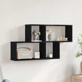 Estante de pared con estante Roble negro 76 x 15 x 53 cm