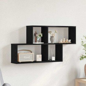 Estante de pared con estante Roble negro 76 x 15 x 53 cm