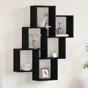 Estante de pared con estante Roble negro 78 x 15 x 92 cm