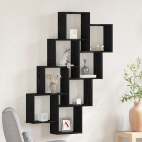 Estante de pared con estante Roble Negro 90 x 15 x 119,5 cm