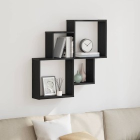 Estante Cubo de Pared con estante Roble negro 80 x 15 x 78.5 cm