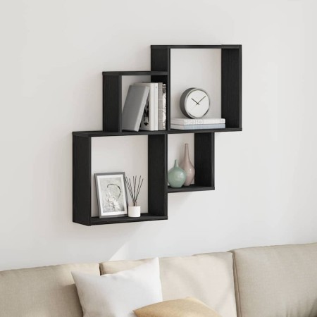 Estante Cubo de Pared con estante Roble negro 80 x 15 x 78.5 cm