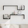 Estante de pared con estante 2 pcs Roble negro 100 x 15 x 20 cm