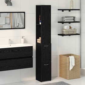 Armario de Baño con estante Otro Roble Negro 25 x 25 x 170 cm