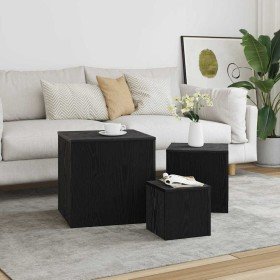 Mesa Nido 3 pcs Roble negro 45 x 45 x 45 cm