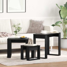 Mesa Nido 3 pcs Roble Negro Madera contrachapada