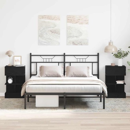 Armario de Noche 2 pcs Roble negro 40 x 35 x 65 cm