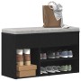 Banco para zapatos con estante Roble negro 80 x 30 x 45 cm
