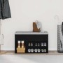 Banco para zapatos con estante Roble negro 80 x 30 x 45 cm