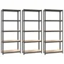 Shelving 5 levels 3 units anthracite gray steel and plywood by vidaXL, Industrial shelving - Ref: Foro24-152859, Price: 116,2...