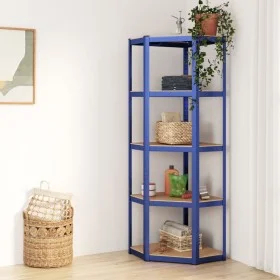 Eckregal mit 5 Ebenen aus Sperrholz und blauem Stahl von vidaXL, Industrieregale - Ref: Foro24-152861, Preis: 67,12 €, Rabatt: %