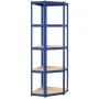 Corner shelving 5 levels plywood and blue steel by vidaXL, Industrial shelving - Ref: Foro24-152861, Price: 67,12 €, Discount: %