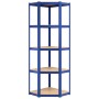 Estantería esquina 5 niveles madera contrachapada y acero azul de vidaXL, Estanterías industriales - Ref: Foro24-152861, Prec...