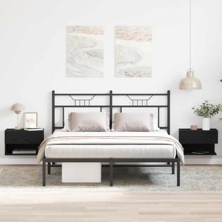 Armario de Noche con cajón 2 pcs Roble negro 46 x 29.5 x 30 cm