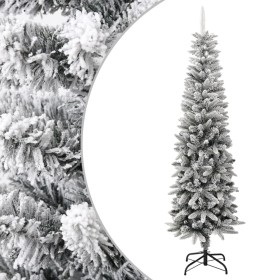 Árbol de Navidad artificial estrecho con nieve PVC y PE 210 cm