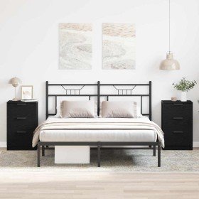 Armario de Noche con cajón 2 pcs Roble negro 40 x 65 x 65 cm en Mesitas de noche | Comprar online en Foro24